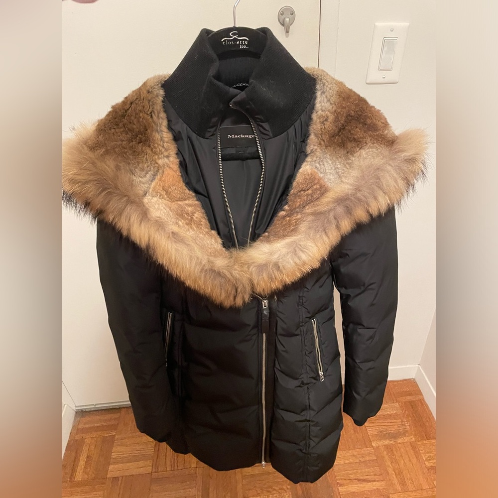 New MACKAGE TRISH down coat with natural fur Signature Collar Size XS - Picture 7 of 16